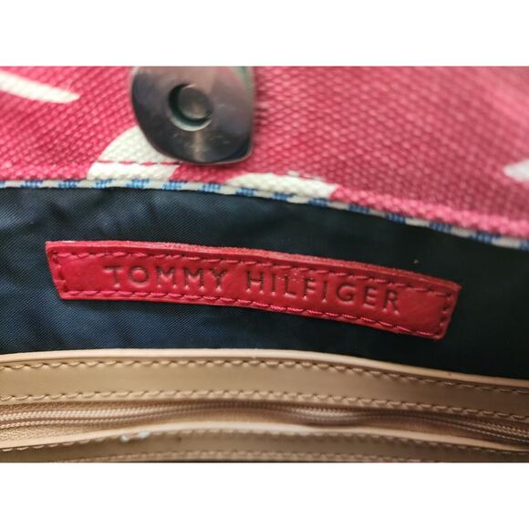 PURSE/HANDBAG-TOMMY HILFIGER-Red White-Plastic Cover-Beach-Boating-Snap Top - Picture 7 of 16